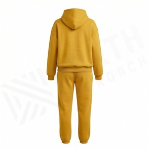 <b>Women</b> 100% Cotton Hooded Sweatshirt & <b>Jogger</b> Pants <b>Set</b> Solid Color Loose Fit Casual Tracksuit Autumn Full Length Drawstring - Product Image 2
