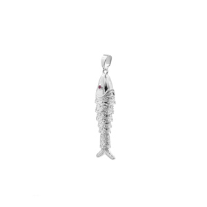 Pendentif breloque en laiton plaqué argent avec zircone cubique rose en forme d'œil de poisson pour la fabrication de bijoux et colliers - Product Image 6