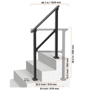 Kit 2 Pezzi Ringhiere per Scale Esterne a 2-3 Gradini in Acciaio al Carbonio, Nuovo Design per Facilitare gli Spostamenti - Product Image 3