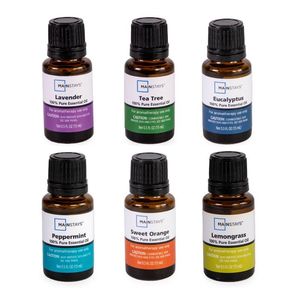6-Piece <b>Essential</b> <b>Oil</b> <b>Set</b> 15mL Eucalyptus Lavender Lemongrass Sweet Orange Peppermint Tea Tree - Product Image 1