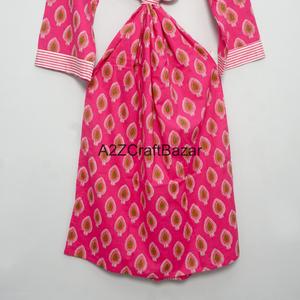 Kimono Indio 100% Algodón Ecológico, Vestido Largo Casual de Verano y Primavera, Estampado Floral con Bolsillos para Mujer, Ropa de Dormir y para Estar en Casa - Product Image 5