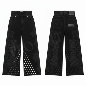 Pantalones de Moda Urbana de Pierna Ancha con Efecto Desgastado, Diseño de Logotipo Personalizado, Algodón Cómodo, para Todas las Temporadas - Product Image 6