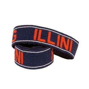 Correa de Bolso Deportiva Personalizada Hecha a Mano con Cuentas de Vidrio de Algodón FIGHTING ILLINI con Forma Rectangular Hecha en India - Product Image 1