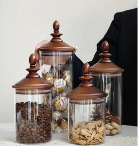 Glass Storage Canisters with Wooden Lids for Homemade Treats <b>Sweets</b> Cookies Nuts Dried Fruits Snacks and Pantry Foods - Product Image 6