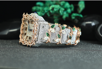 Montre à quartz de luxe avec boîtier carré glacé pour femmes et hommes, bracelet personnalisé style hip-hop, mode, résistante à l'eau 1 ATM, cadran romain, acier inoxydable