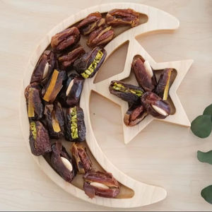 Bandeja Decorativa de Madera con Forma de Luna Creciente y Estrella, Perfecta para Receber Invitados, Presentación Festiva para Ramadán y Eid - Product Image 1