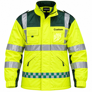 <b>Hi</b> <b>Vis</b> Safety <b>Jacket</b> Men Yellow Reflective Workwear Water Resistant Windproof Custom Printed Outdoor Protective Apparel - Product Image 1