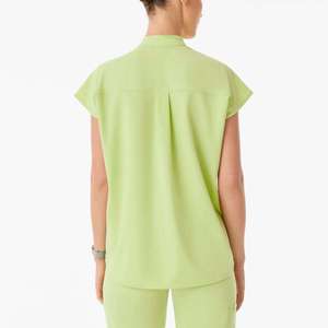 Haut de blouse médicale unisexe personnalisé avec logo OEM du fabricant, ensemble de blouses confortables, vêtements de soins infirmiers pour hôpital, manches courtes, 100% coton - Product Image 4
