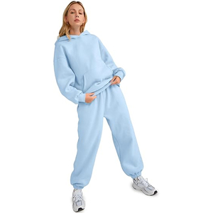 Ensemble survêtement molletonné oversize pour femme – Sweat à capuche et pantalon décontracté pour l'hiver – Tenue de détente tendance style urbain - Product Image 4