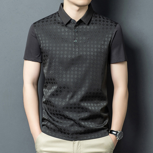 เสื้อโปโลผ้าไหมมัลเบอร์รี่สำหรับผู้ชาย แขนสั้น ผ้าซาตินยืดได้ เรียบลื่น ระบายอากาศได้ดี เสื้อลำลอง สกรีนโลโก้ได้ เสื้อยืดพรีเมียม - Product Image 5