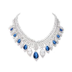 Regalo de cumpleaños clásico para mujer azul CZ collar joyería - Product Image 1