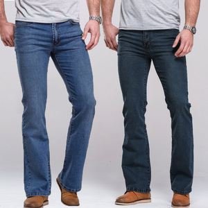 Custom High Quality Blue Denim Jeans for Men Slim Fit <b>Boot</b> Cut Flared Vintage Straight Design With Mid Waist <b>Spring</b> Autumnc - Product Image 6