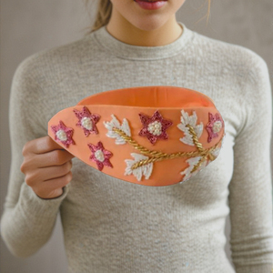 Bandeau Léger Imprimé Floral Pêche, Tissu Doux, Torsadé, pour Femmes et Filles, Ajustement Confortable, Imprimé Floral Tendance - Product Image 5
