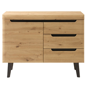 Modern Solid Wood Nordic <b>Chest</b> Sideboard Newry With <b>3</b> <b>Drawers</b> 1 Door Mid Century Scandic Style Tapered Legs Living Room Cabinet - Product Image 3