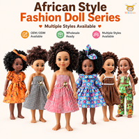 TUSALMO Großhandel Maßgefertigte 14-Zoll Bunte Babypuppe aus Weichem Vinyl mit Lockigem Haar, Amerikanisch-Afrikanische Puppen für Kinder und Mädchen, Weiches Spielzeug