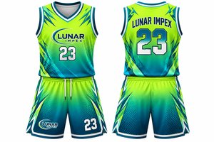 Uniformes de Baloncesto Personalizados Sublimados en Verde Neón, Color Degradado, Transpirables, Ecológicos, de Secado Rápido, Camisetas sin Mangas y Pantalones Cortos - Product Image 2