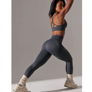 OEM Yoga Wear Set Supplier Nylon Spandex <b>Scrunch</b> <b>Leggings</b> Solid Eco-Friendly Quick Dry Breathable High Waist Low MOQ - Product Image 6