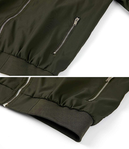 <b>Men's</b> solid color bomber Stand collar zipper <b>jacket</b> Windproof casual autumn wear Regular fit polyester <b>jacket</b> - Product Image 5