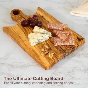 Bandeja de Servir y Tabla de Cortar de Madera Resistente |   Tabla de Cocina de Madera Maciza con Ranura para Jugos |   Ideal para cortar carne y preparar frutas - Product Image 3