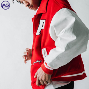 Blouson universitaire personnalisé pour homme, style streetwear hiver, broderie premium, OEM/ODM, 100% laine peignée, logo frontal - Product Image 5