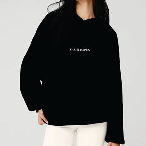 Prix de gros usine, haute qualité, logo personnalisé, pull tricoté vierge pour femme, sweat à capuche à épaules tombantes - Product Image 1