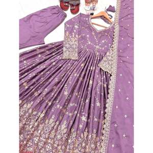 Conjuntos de traje de diseñador para mujer, vestido de Anarkali elegante Dupatta y parte inferior para ropa de fiesta - Product Image 3