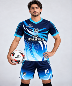 ชุดเสื้อฟุตบอลชาย SALSTAR แบบซับลิเมชั่น คอวี ระบายอากาศได้ดี ผลิตจากโพลีเอสเตอร์ เหมาะสำหรับทุกฤดูกาล ชุดกีฬาสำหรับผู้ใหญ่ - Product Image 1