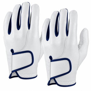 Gants de golf en cuir véritable, gants de sport respirants unisexes, gants de golf blancs et rouges, gants de golf antidérapants - Product Image 1
