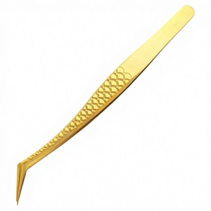 Extensiones de pestañas con agarre de diamante Pinzas injertadas Pinzas de precisión para pestañas, herramientas de aplicación de pestañas con punta en ángulo de acero inoxidable - Product Image 1