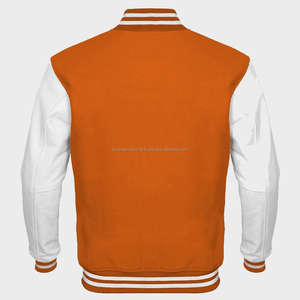 Chaquetas de béisbol Letterman de cuero genuino de lana de alta calidad, chaqueta universitaria personalizada con mangas de tela, paquete individual de invierno - Product Image 4