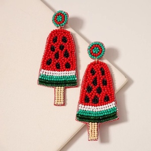 Pendientes de cuentas estilo papaya hechos a mano, naranja y negro, pendientes colgantes llamativos para mujeres y niñas, joyería de moda para fiestas, regalo, uso 2026 - Product Image 3