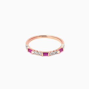 Luxury Pink Baguette Gemstone Half <b>Eternity</b> Band <b>Ring</b> for Women Diamond Accent 10K 14K 18K Gold & 925 <b>Silver</b> 935 <b>Silver</b> - Product Image 2
