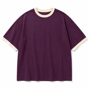 T-shirt en coton bleu marine à manches courtes et col rond pour homme, coupe classique, couleur unie, tricot jersey, pour adultes - Product Image 2