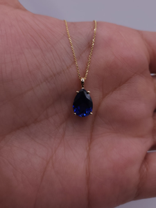 Collier pendentif en perle d'eau douce créée en laboratoire plaqué or 18 carats pour femme, forme poire classique, serti griffe, chaîne maille forçat, pour usage quotidien - Product Image 4