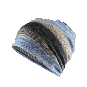 KATBROS INDUSTRIES Bonnet unisexe pour enfants, rayé, côtelé, à revers, respirant, imperméable, 100% polyester, broderie turquoise, décontracté - Product Image 1