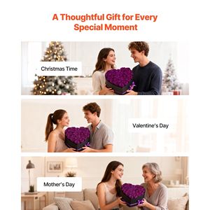 Forever Flowers Bouquet di 27 Rose Conservate a Forma di Cuore, Regalo Perfetto per Moglie o Mamma - Product Image 5