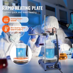 Agitatore Magnetico con Piastra Riscaldante per Uso di Laboratorio, Max 340°C, 0-1500 RPM, Capacità 20L - Product Image 3