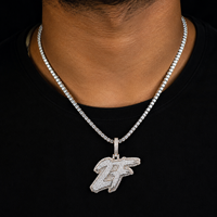 Pendentif personnalisé hip-hop avec initiale, micro-pavé, moissanite taille brillant, argent 925, mariage, luxe, tendance, vente en gros
