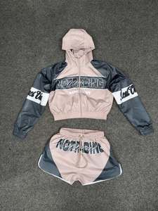 Ensemble veste coupe-vent et short réversible unisexe personnalisé, style streetwear, avec fermeture éclair, logo brodé réfléchissant, 100% nylon imperméable, printemps - Product Image 4