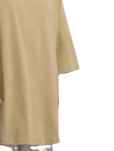 เสื้อยืดคอกลมแขนสั้นทรงโอเวอร์ไซส์สีพื้นสำหรับผู้ชาย ผ้าฝ้ายเจอร์ซีย์ถัก 100% ย้อมสีเรียบ ทรงยาว - Product Image 3
