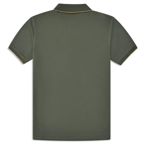 เสื้อโปโลแขนสั้นสีเขียวสำหรับผู้ชาย สีพื้น ผ้าถัก สไตล์ลำลอง ทรงปกติ - Product Image 3