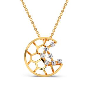 Collar con Colgante de Diamante en Forma de Media Luna Geométrica Calada con Diseño de Panal de Abeja - Product Image 2