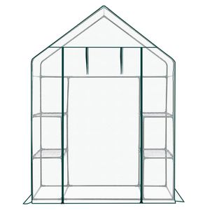 Mini Serra da Giardino 142x74x196 cm per Interni ed Esterni con 4 Ripiani, Copertura in Polietilene e Telaio in Legno per Giardinaggio - Product Image 1