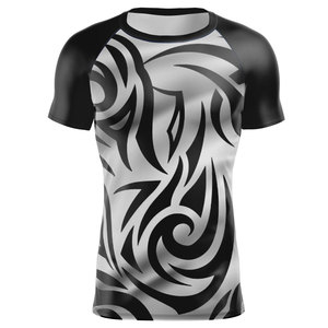 Custom Pattern Printed Sublimation Printed Rashguard MMA BJJ OEM Short Sleeve <b>Compression</b> <b>Shirt</b> for Men - Product Image 1