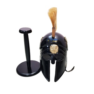 Casco de Armadura Corintia Griega con Pluma, Casco con Acabado Negro, Decoración de Oficina, Casco de Exhibición - Product Image 1