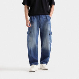 Men's Loose Denim Jeans-Breathable Gothic Wide Leg for Spring Casual Daily Wear & Urban Street Style - Product Image 4
