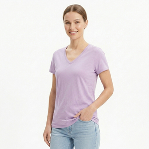 Camiseta Deportiva de Verano para Mujer, Cuello en V, Logotipo Personalizado Impreso, Suave, para Gimnasio y Entrenamiento, Venta al Por Mayor de Fábrica - Product Image 5