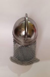 Thủ Công Thép Thời Trung Cổ Viking <span class=keywords><strong>Wolf</strong></span> Armor Mũ Bảo Hiểm Bạc Kết Thúc Với Chuỗi Thư & Đứng Hiệp Sĩ Mặc Sưu Tập Cho Người Lớn - Product Image 2