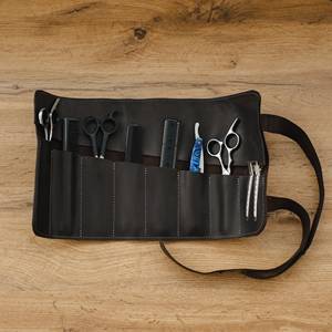 Premium Cowhide Leather Barber Scissors <b>Pouch</b> Soft Lining Hair Salon Shear Storage Case For Pro Hair Stylists LBSP-0004 - Product Image 1