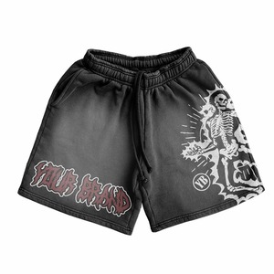 Custom Plus Size Solid Distressed Baggy Woolen Eco-Friendly Streetwear Casual Cotton Acid Wash <b>Elastic</b> Waist Men's Shorts - Product Image 2